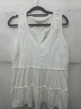 Vintage Inspired White Sleeveless Eyelet Peplum Blouse
